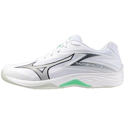 Mizuno Thunder Blade Z Chaussures de Volleyball pour Homme, Blanc/Noir/émeraude glacée, Taille 43 EU - Publicité Mizuno Thunder Blade Z Chaussures de Volleyball pour Homme, Blanc/Noir/émeraude glacée, Taille 43 EU - Publicité