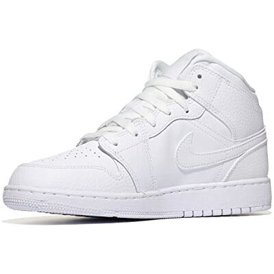 Nike Air Jordan 1 Mid (GS) Chaussure de Basketball, White, 39 EU - Publicité Nike Air Jordan 1 Mid (GS) Chaussure de Basketball, White, 39 EU - Publicité