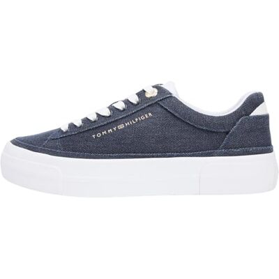 Tommy Hilfiger Th Foxing FW0FW09172 Chaussures Basses en Toile délavée pour Femme, Bleu (Space Blue), Pointure 36 - Publicité Tommy Hilfiger Th Foxing FW0FW09172 Chaussures Basses en Toile délavée pour Femme, Bleu (Space Blue), Pointure 36 - Publicité