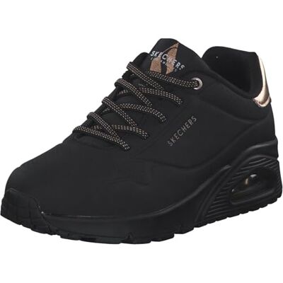 Skechers Femme Uno Shimmer Away Trainers, Black Durabuck, Rose Gold Duraleather/Mesh Tr, 41 EU - Publicité Skechers Femme Uno Shimmer Away Trainers, Black Durabuck, Rose Gold Duraleather/Mesh Tr, 41 EU - Publicité