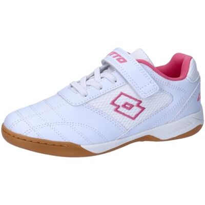 Chaussures Indoor Lotto - Enfant - Blanc/Rose - Publicité Chaussures Indoor Lotto - Enfant - Blanc/Rose - Publicité