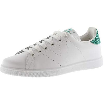 Victoria Baskets Tenis Cuir & Partie Arrière Pailletée & Logo Perforé 1125104 pour Femme Green 41 - Publicité Victoria Baskets Tenis Cuir & Partie Arrière Pailletée & Logo Perforé 1125104 pour Femme Green 41 - Publicité