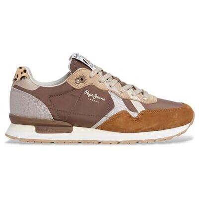 Pepe Jeans Baskets Brit Glitter W pour Femme, Marron Camel Beige, 5 UK - Publicité Pepe Jeans Baskets Brit Glitter W pour Femme, Marron Camel Beige, 5 UK - Publicité