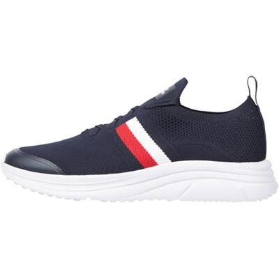 Tommy Hilfiger Baskets Modernes Runner Knit Stripes Ess Runner pour Homme, Bleu Ciel désert, 40 EU - Publicité Tommy Hilfiger Baskets Modernes Runner Knit Stripes Ess Runner pour Homme, Bleu Ciel désert, 40 EU - Publicité