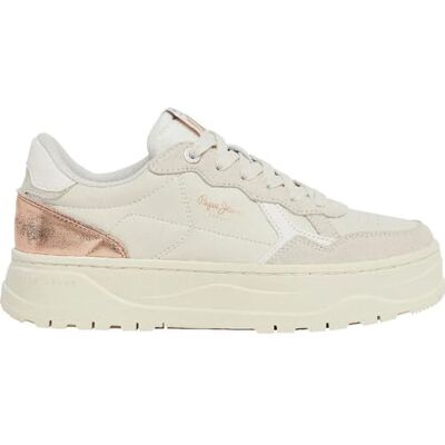 Pepe Jeans Baskets en Cuir Blanc cassé Kore Sun W - Publicité Pepe Jeans Baskets en Cuir Blanc cassé Kore Sun W - Publicité