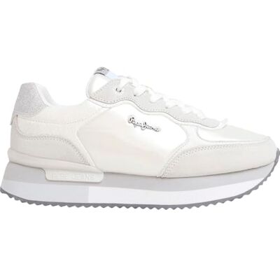Pepe Jeans Baskets en Cuir Blanc Rusper Shine - Publicité Pepe Jeans Baskets en Cuir Blanc Rusper Shine - Publicité