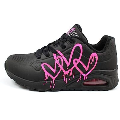 Skechers Femme Uno Dripping In Love Basket, Noir avec Imprimé Rose Duraleather Noir M, 37 EU - Publicité Skechers Femme Uno Dripping In Love Basket, Noir avec Imprimé Rose Duraleather Noir M, 37 EU - Publicité