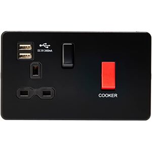 Knightsbridge 45a Commutateur DP & Prise avec Double Chargeur USB 2.4a - Noir Mat - Interrupteur & Prise - Publicité Knightsbridge 45a Commutateur DP & Prise avec Double Chargeur USB 2.4a - Noir Mat - Interrupteur & Prise - Publicité