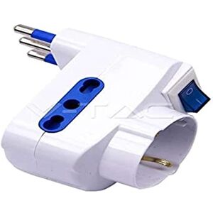 V-TAC Adaptateur multiprise triple Schuko prise allemande et prise/bipasse standard italien interrupteur lumineux - sku 8716 - Publicité