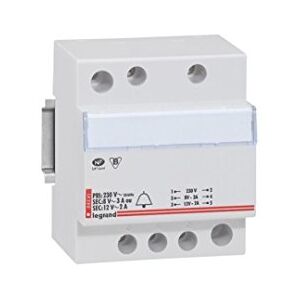 Legrand Transformateur pour sonnerie 230V vers 12V ou 8V 24VA 4 modules - Publicité Legrand Transformateur pour sonnerie 230V vers 12V ou 8V 24VA 4 modules - Publicité