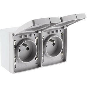Zenitech Double Prise 16A 2P+T étanche IP55 Gris Orok - Publicité Zenitech Double Prise 16A 2P+T étanche IP55 Gris Orok - Publicité