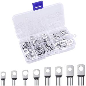 LWZko 60 Pièces Bornes de Connecteurs en Cuivre Étamé, Boulon Trou Bornes, 8 Tailles Terminaux de Tuyaux en Cuivre Étamé à Haute Température pour Sertissage de Fils Életeur, Cosses de Câble - Publicité LWZko 60 Pièces Bornes de Connecteurs en Cuivre Étamé, Boulon Trou Bornes, 8 Tailles Terminaux de Tuyaux en Cuivre Étamé à Haute Température pour Sertissage de Fils Életeur, Cosses de Câble - Publicité