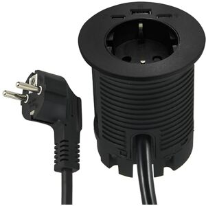 Electraline 62588 Multi-Socket Bureau/Table encastrée avec Alimentation 25W 3 USB 25W (2 USB Type C + 1 USB Type A) 2M, D60mm, 1 Prise Schuko + Prise Schuko - Publicité Electraline 62588 Multi-Socket Bureau/Table encastrée avec Alimentation 25W 3 USB 25W (2 USB Type C + 1 USB Type A) 2M, D60mm, 1 Prise Schuko + Prise Schuko - Publicité