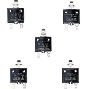 TsoLay 5 x 5A Disjoncteur 12V / 24V de Panneau de Disjoncteur Thermique Réarmable À Bouton -Poussoir avec Bouchon Étanche - Publicité TsoLay 5 x 5A Disjoncteur 12V / 24V de Panneau de Disjoncteur Thermique Réarmable À Bouton -Poussoir avec Bouchon Étanche - Publicité
