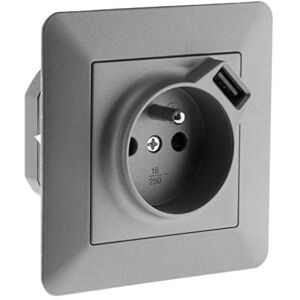 Zenitech Prise 2P+T + USB 2,4A Artezo Titanium - Publicité Zenitech Prise 2P+T + USB 2,4A Artezo Titanium - Publicité