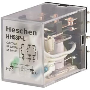 Heschen Relais d'Alimentation Polyvalent HH53P-L 12 V DC Bobine 5 A 220 V AC / 24 V DC 3PDT Terminaux à 11 Broches et Indicateur LED - Publicité Heschen Relais d'Alimentation Polyvalent HH53P-L 12 V DC Bobine 5 A 220 V AC / 24 V DC 3PDT Terminaux à 11 Broches et Indicateur LED - Publicité