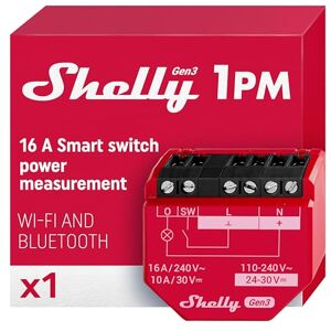 Shelly 1PM Gen3 Interrupteur Connecté Wi-Fi, 1 Canal 16A, Compteur d'énergie Intégré, Aucun Hub Requis, Éclairage connecté, Puce 8 MB, app iOS Android, Compatible avec Alexa, Google Home - Publicité Shelly 1PM Gen3 Interrupteur Connecté Wi-Fi, 1 Canal 16A, Compteur d'énergie Intégré, Aucun Hub Requis, Éclairage connecté, Puce 8 MB, app iOS Android, Compatible avec Alexa, Google Home - Publicité