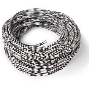 AMARCORDS Câble électrique textile couleur NOIR ET BLANC ZIG ZAG, rond, soie, 5 mètres, à 2 brins 2x0,75 Fil vintage en tissu coloré, pour lampes, lustres, appliques et abat-jours. Publicité AMARCORDS Câble électrique textile couleur NOIR ET BLANC ZIG ZAG, rond, soie, 5 mètres, à 2 brins 2x0,75 Fil vintage en tissu coloré, pour lampes, lustres, appliques et abat-jours. Publicité