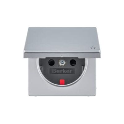 Hager Bouchon prise Schuko 2p+ tt 16AX avec couvercle by Berker 17206084 Aluminium - Publicité Hager Bouchon prise Schuko 2p+ tt 16AX avec couvercle by Berker 17206084 Aluminium - Publicité