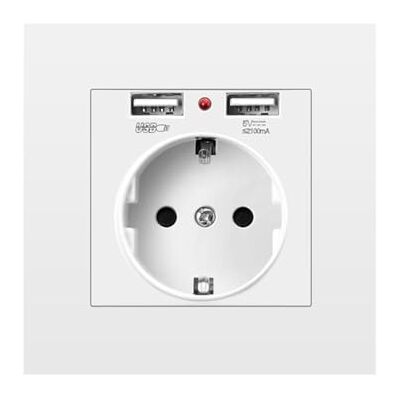 Buerjia Prise Électrique Standard de L'UE avec Double USB 5V 2.1 A Prises Électriques 16A pour Hôtel Familial, Résidence, Prise Murale - Publicité Buerjia Prise Électrique Standard de L'UE avec Double USB 5V 2.1 A Prises Électriques 16A pour Hôtel Familial, Résidence, Prise Murale - Publicité
