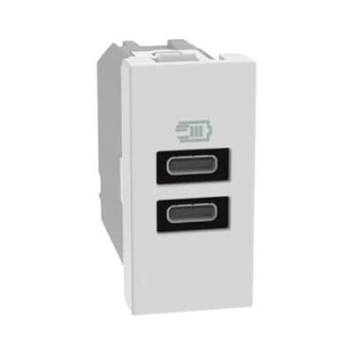 Bticino MatixGO Prise de courant avec port USB 1 module Blanc JW4191CC Chargeur USB avec deux ports type C, 15 W - Publicité Bticino MatixGO Prise de courant avec port USB 1 module Blanc JW4191CC Chargeur USB avec deux ports type C, 15 W - Publicité
