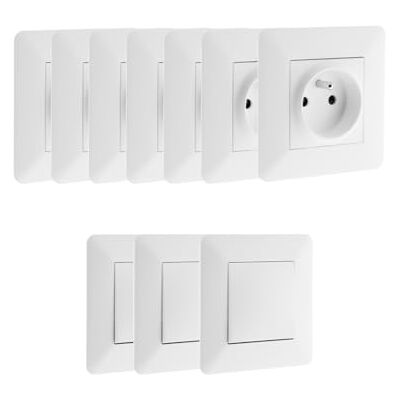 Zenitech Lot de 7 Prises + 3 va et Vient Blanc Artezo - Publicité Zenitech Lot de 7 Prises + 3 va et Vient Blanc Artezo - Publicité