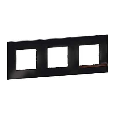 Bticino Plaque Altège Collection Déco 3 postes finition Onyx noir brillant avec liseré bois foncé - Publicité Bticino Plaque Altège Collection Déco 3 postes finition Onyx noir brillant avec liseré bois foncé - Publicité