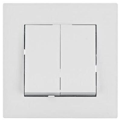 Hager Lumina Interrupteur double monobloc blanc polaire WL8020 - Publicité Hager Lumina Interrupteur double monobloc blanc polaire WL8020 - Publicité