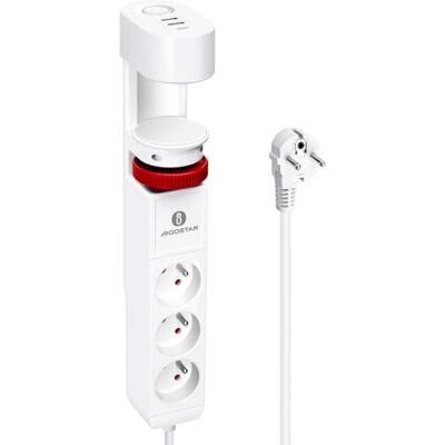 Aigostar Multiprise de Bureau avec Interrupteur, 3 Prises + 2 USB-A + 1 USB-C, Câble 1.5m, pour Maison et Bureau, Blanc - Publicité Aigostar Multiprise de Bureau avec Interrupteur, 3 Prises + 2 USB-A + 1 USB-C, Câble 1.5m, pour Maison et Bureau, Blanc - Publicité