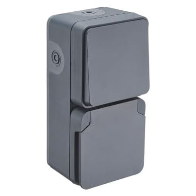 DEBFLEX Cyklone Interrupteur Va et Vient + Prise Extérieure Etanche IP55 Intérieur/Extérieur Installation En Saillie Anthracite 150 x 75 x 65 mm - Publicité DEBFLEX Cyklone Interrupteur Va et Vient + Prise Extérieure Etanche IP55 Intérieur/Extérieur Installation En Saillie Anthracite 150 x 75 x 65 mm - Publicité
