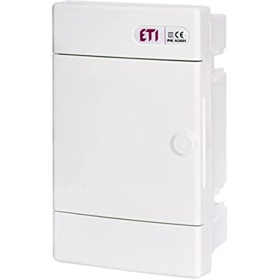 ETI Armoire de sécurité encastrée IP40 Boîtier de distribution blanc pour installation de pièces sèches (1 rangée jusqu'à 4 modules) - Publicité ETI Armoire de sécurité encastrée IP40 Boîtier de distribution blanc pour installation de pièces sèches (1 rangée jusqu'à 4 modules) - Publicité