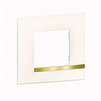 Bticino Plaque Altège Collection Déco 1 poste finition Opale blanc brillant avec liseré imitation or - Publicité Bticino Plaque Altège Collection Déco 1 poste finition Opale blanc brillant avec liseré imitation or - Publicité
