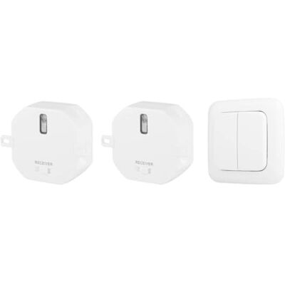 Smartwares Kit domotique interrupteur sans fil Plug & Connect Interrupteur double et modules encastrables - Publicité Smartwares Kit domotique interrupteur sans fil Plug & Connect Interrupteur double et modules encastrables - Publicité