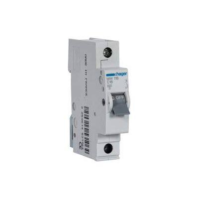 Hager MW116 1P 16A C 3kA Disjoncteur - Publicité Hager MW116 1P 16A C 3kA Disjoncteur - Publicité