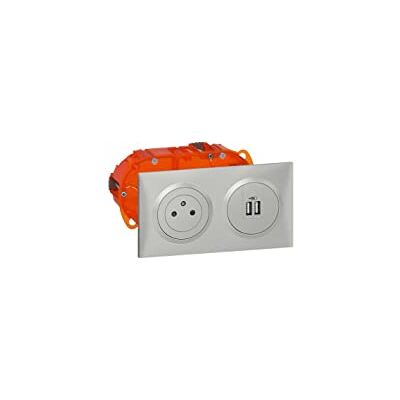Legrand Prise Electrique Murale avec Terre + Double Chargeur USB-A Précâblé dooxie Surface + Boîte d'Encastrement Prise 2P+T Affleurante avec Fond Rétractable Alu - Publicité Legrand Prise Electrique Murale avec Terre + Double Chargeur USB-A Précâblé dooxie Surface + Boîte d'Encastrement Prise 2P+T Affleurante avec Fond Rétractable Alu - Publicité