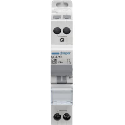 HAGER NGT725 - Disjoncteur 1P, 6-10kA, courbe D - Publicité HAGER NGT725 - Disjoncteur 1P, 6-10kA, courbe D - Publicité