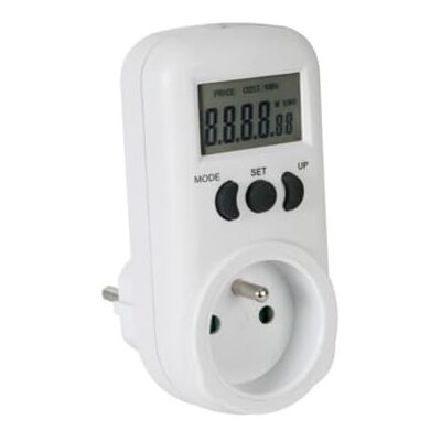 Perel Wattmètre, écran LCD, 230 V, 16 A, 3600 W, terre française type E, blanc - Publicité Perel Wattmètre, écran LCD, 230 V, 16 A, 3600 W, terre française type E, blanc - Publicité