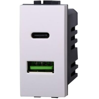 Electron 1 module double prise USB 2.0 type A et 3.1 type C, blanc, compatible avec Bticino Living, 2 prises USB à 5 VDC 2,1 A, modules et éléments 100 % compatibles, matériaux de haute qualité - Publicité Electron 1 module double prise USB 2.0 type A et 3.1 type C, blanc, compatible avec Bticino Living, 2 prises USB à 5 VDC 2,1 A, modules et éléments 100 % compatibles, matériaux de haute qualité - Publicité