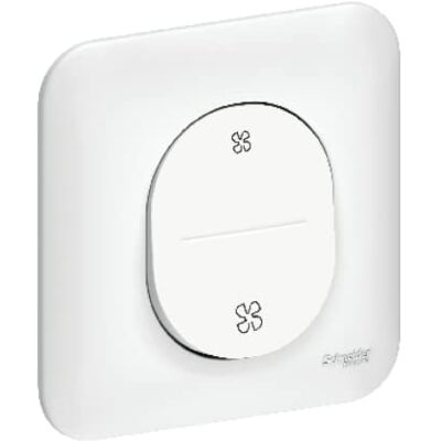 Schneider Electric Ovalis Bouton poussoir pour VMC 2 vitesses avec plaque Blanc S260236 - Publicité Schneider Electric Ovalis Bouton poussoir pour VMC 2 vitesses avec plaque Blanc S260236 - Publicité