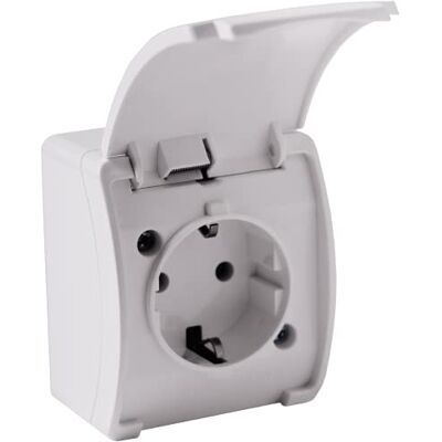 Orno OE-7105 Prise Exterieure Etanche IP44 Montage en surface Version du produit Schuko (Blanc) - Publicité Orno OE-7105 Prise Exterieure Etanche IP44 Montage en surface Version du produit Schuko (Blanc) - Publicité