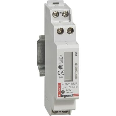 Legrand 004670 Compteur Modulaire Monophasé EMDX³ Non MID Raccordement Direct avec Sortie à Impulsions, 32A, 1 Module, Gris Clair - Publicité Legrand 004670 Compteur Modulaire Monophasé EMDX³ Non MID Raccordement Direct avec Sortie à Impulsions, 32A, 1 Module, Gris Clair - Publicité
