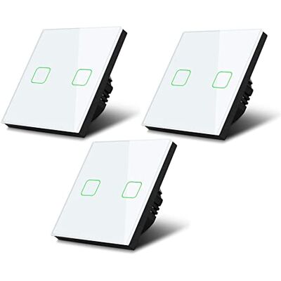 Maclean MCE712W Lot de 3 interrupteurs tactiles 2 interrupteurs tactiles avec changement de couleur et rétroéclairage LED (2 positions carrées, blanc) - Publicité Maclean MCE712W Lot de 3 interrupteurs tactiles 2 interrupteurs tactiles avec changement de couleur et rétroéclairage LED (2 positions carrées, blanc) - Publicité
