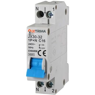IXTRIMA Interrupteur magnétothermique automatique 1P+N 16A C16 220 V 4,5 kA, occupe 1 module - Publicité IXTRIMA Interrupteur magnétothermique automatique 1P+N 16A C16 220 V 4,5 kA, occupe 1 module - Publicité