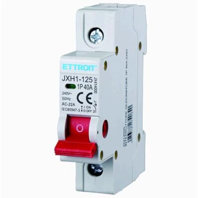 Electron 220 V 40 A, interrupteur, modulaire, monophasé, IP20, 1P, 1 module, montage sur barre DIN, interrupteur d'isolement, 230 V 240 V AC, monophasé - Publicité Electron 220 V 40 A, interrupteur, modulaire, monophasé, IP20, 1P, 1 module, montage sur barre DIN, interrupteur d'isolement, 230 V 240 V AC, monophasé - Publicité