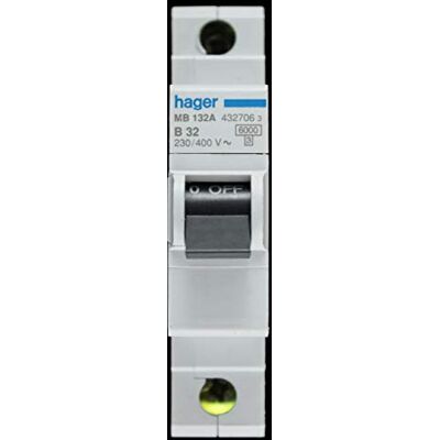 Hager Disjoncteur MCB 32 A type B 6 kA MB132A 432706 - Publicité Hager Disjoncteur MCB 32 A type B 6 kA MB132A 432706 - Publicité