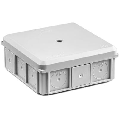 SIMET Boîte de connexion 90 x 37 x 90 mm IP55 avec 5 entrées fermeture par vis inox montage par chevilles résistance à la chaleur 650 °C UV résistante Grise 1 pièce - Publicité SIMET Boîte de connexion 90 x 37 x 90 mm IP55 avec 5 entrées fermeture par vis inox montage par chevilles résistance à la chaleur 650 °C UV résistante Grise 1 pièce - Publicité
