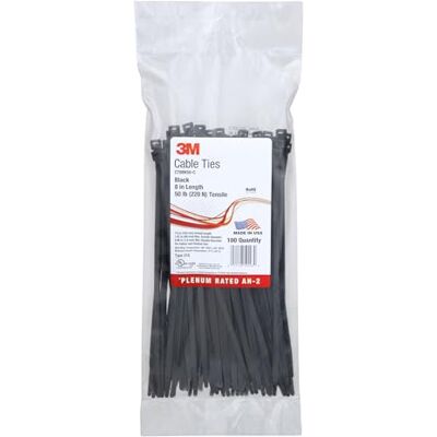 3M CT4BK18-C Lot de 100 attaches de câble – Lot de 100 pièces par sac (06200), 8" BLACK 50 LB, Noir, 100 - Publicité 3M CT4BK18-C Lot de 100 attaches de câble – Lot de 100 pièces par sac (06200), 8" BLACK 50 LB, Noir, 100 - Publicité
