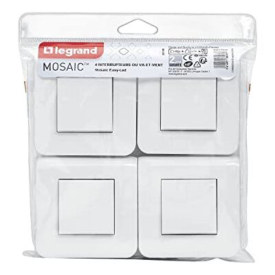Legrand Mosaic 4 Interrupteurs - 10A, Blanc - Interrupteurs - Publicité Legrand Mosaic 4 Interrupteurs - 10A, Blanc - Interrupteurs - Publicité