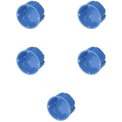 Electron Lot de 5 boîtes de jonction à encastrer, diamètre 80 x 45 mm, pour murs légers, plaques de plâtre, bois, en technopolymère, bleu, boîte à encastrer pour installation électrique - Publicité Electron Lot de 5 boîtes de jonction à encastrer, diamètre 80 x 45 mm, pour murs légers, plaques de plâtre, bois, en technopolymère, bleu, boîte à encastrer pour installation électrique - Publicité
