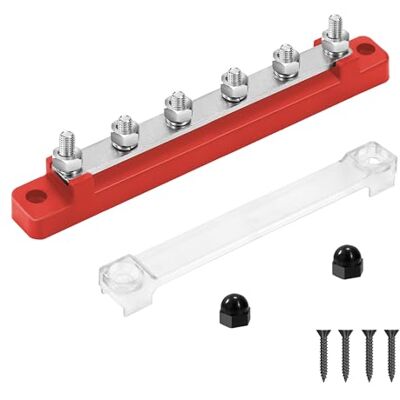 QIMEI-SHOP Bloc de Distribution Alimentation 12V-48V DC Barres de Distribution D'énergie BusBar 150A avec 6 x M6 Boulons de Borne pour Voiture Bateau Camion Rouge - Publicité QIMEI-SHOP Bloc de Distribution Alimentation 12V-48V DC Barres de Distribution D'énergie BusBar 150A avec 6 x M6 Boulons de Borne pour Voiture Bateau Camion Rouge - Publicité